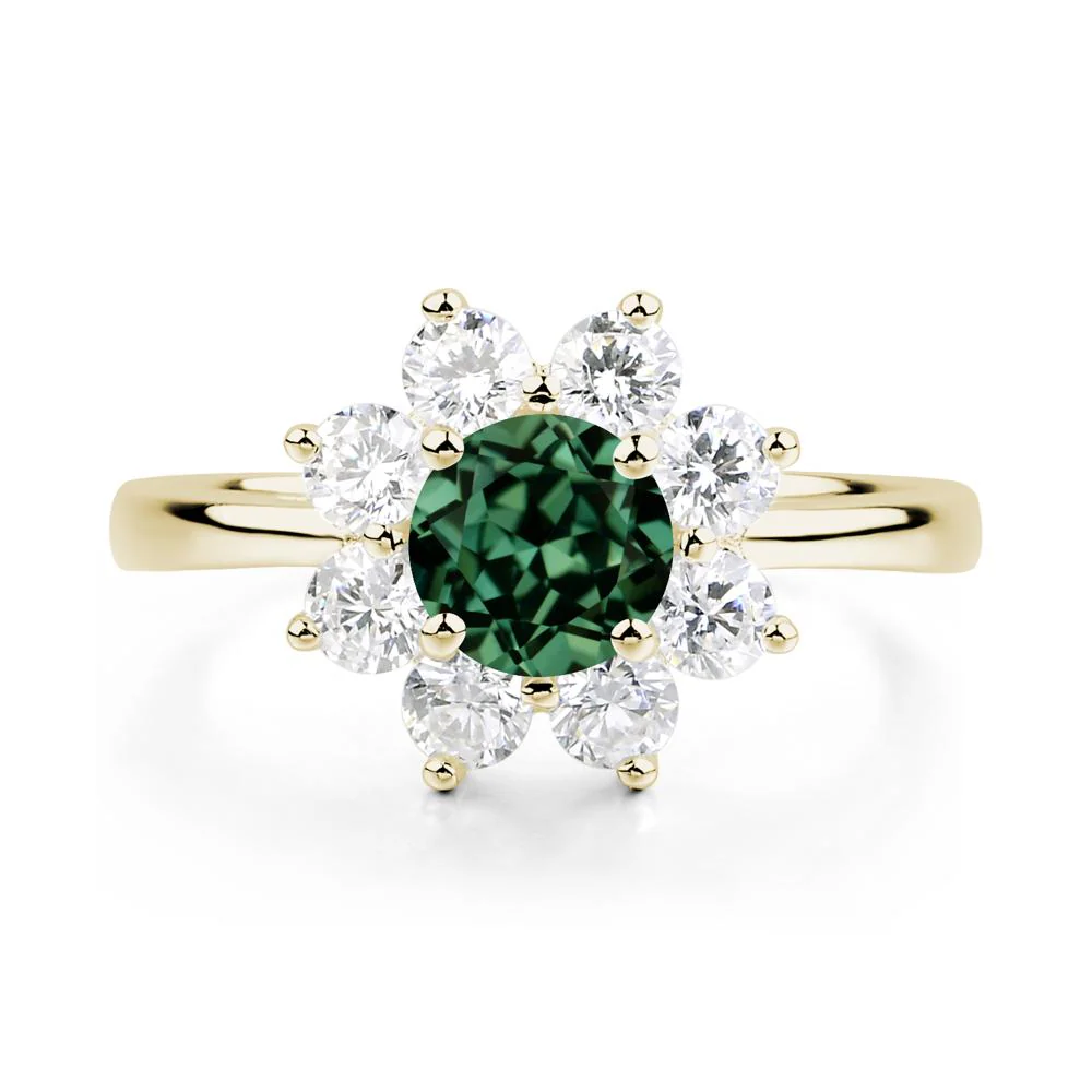 Green Sapphire Sunburst Engagement Ring - Image 4