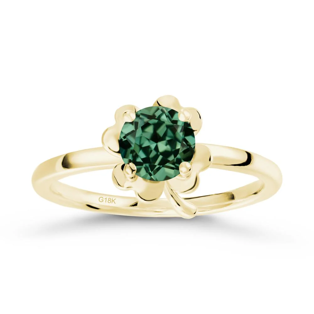 Green Sapphire Four Leaf Clover Creative Ring - Image 6