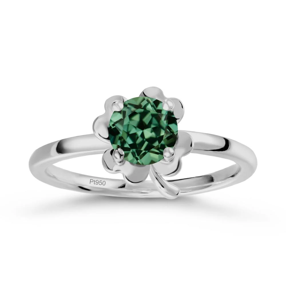 Green Sapphire Four Leaf Clover Creative Ring - Image 8