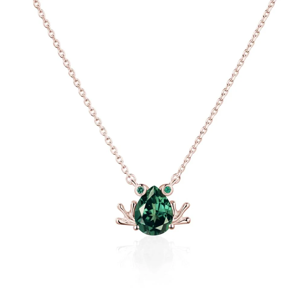 Green Sapphire Frog Necklace - Image 5