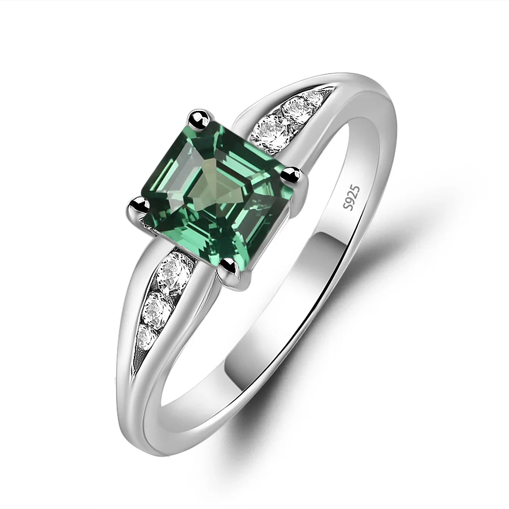 Green Sapphire Ring with Channel Set Band