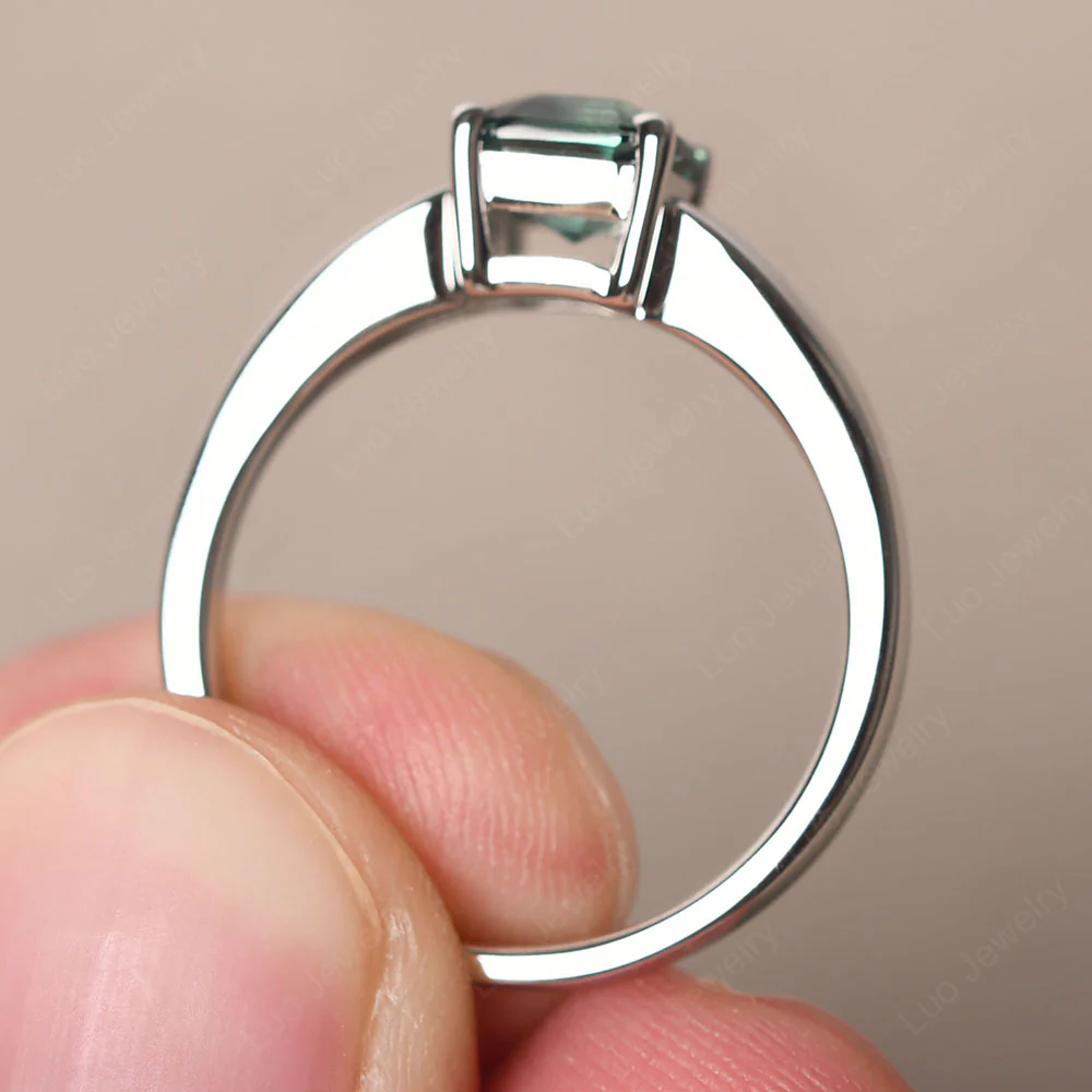 Green Sapphire Ring with Channel Set Band - Image 4