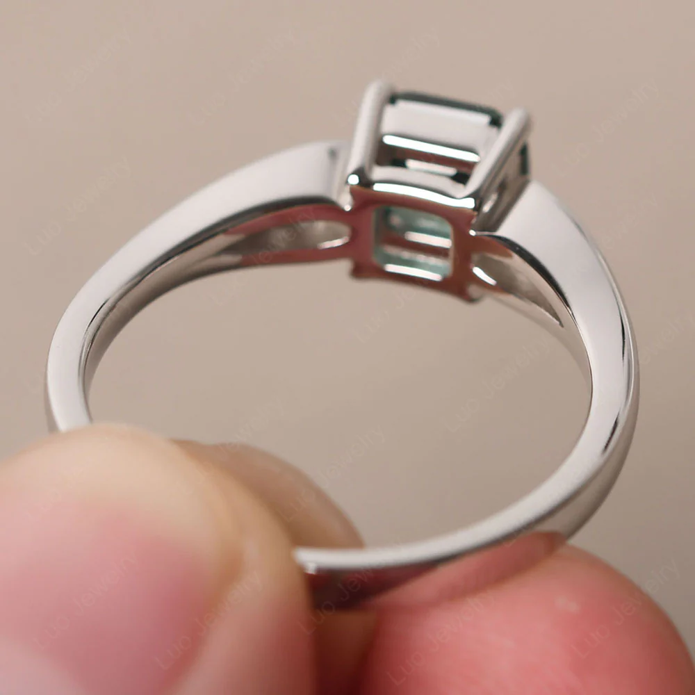 Green Sapphire Ring with Channel Set Band - Image 5