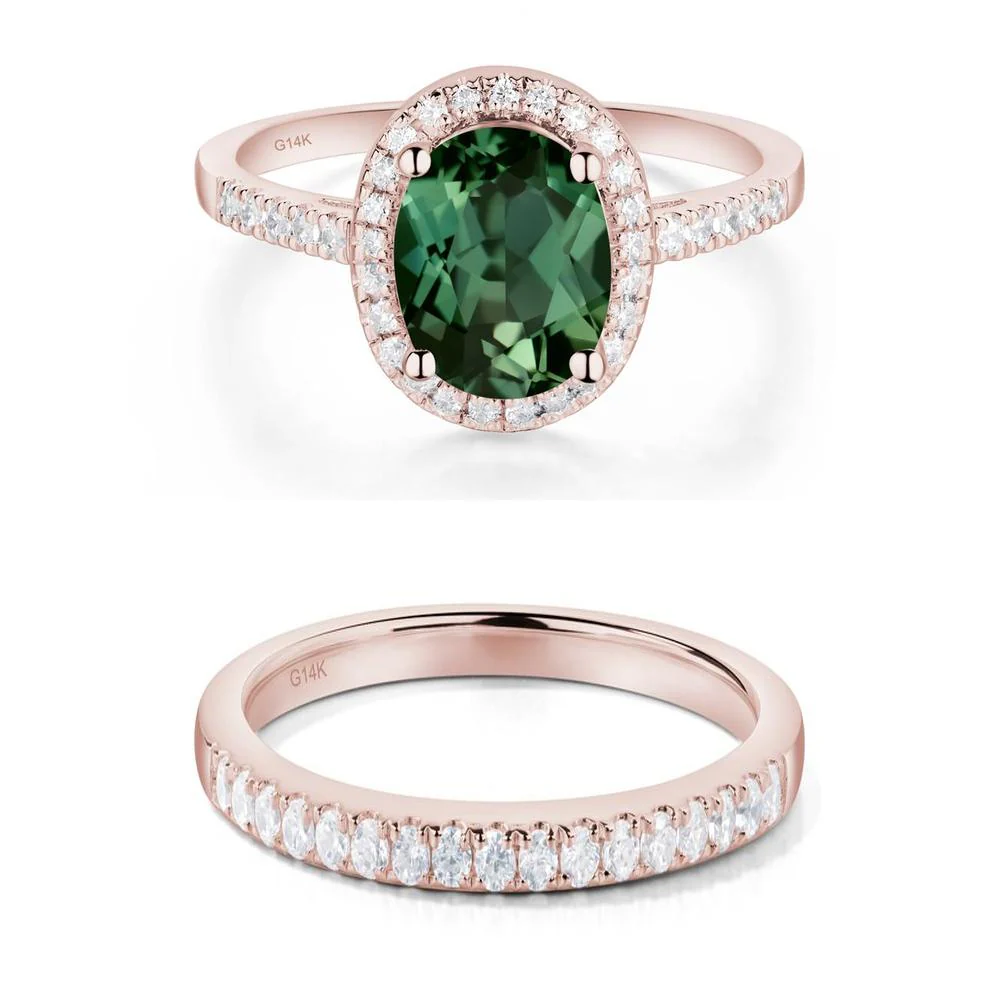 Oval Green Sapphire Halo Ring - Image 11