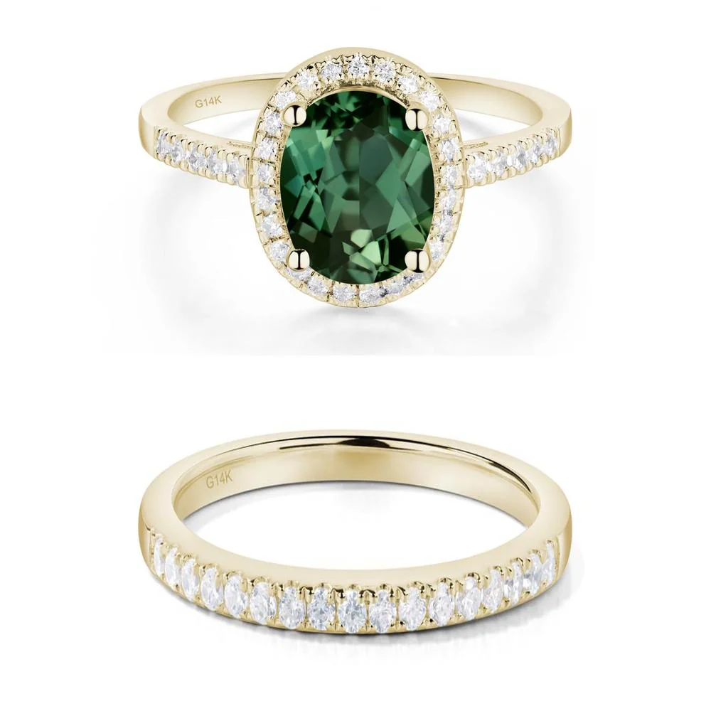 Oval Green Sapphire Halo Ring - Image 15
