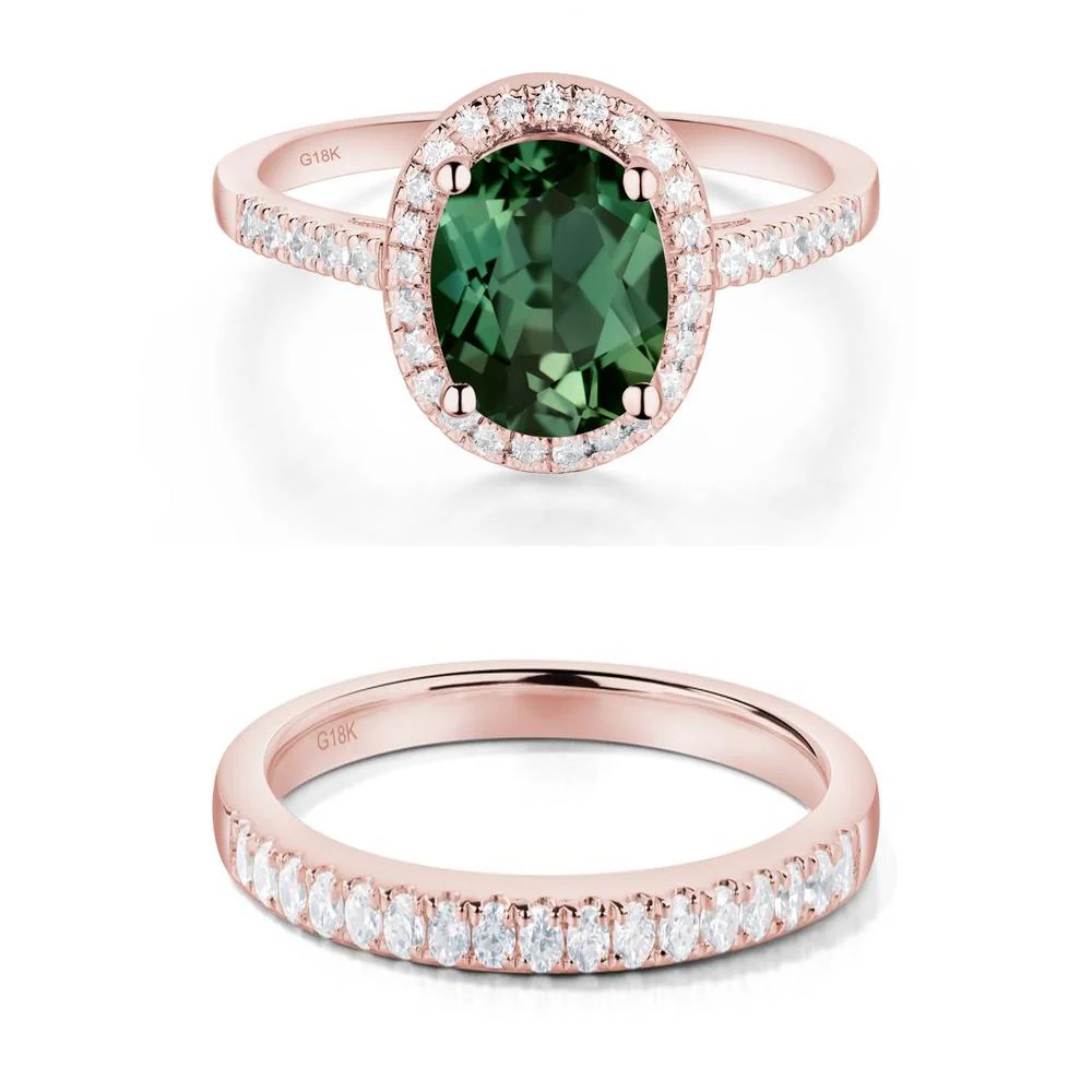 Oval Green Sapphire Halo Ring - Image 17