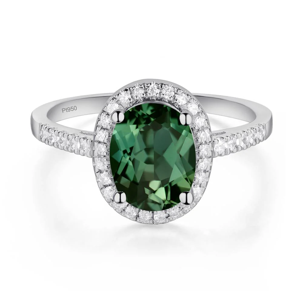Oval Green Sapphire Halo Ring - Image 2