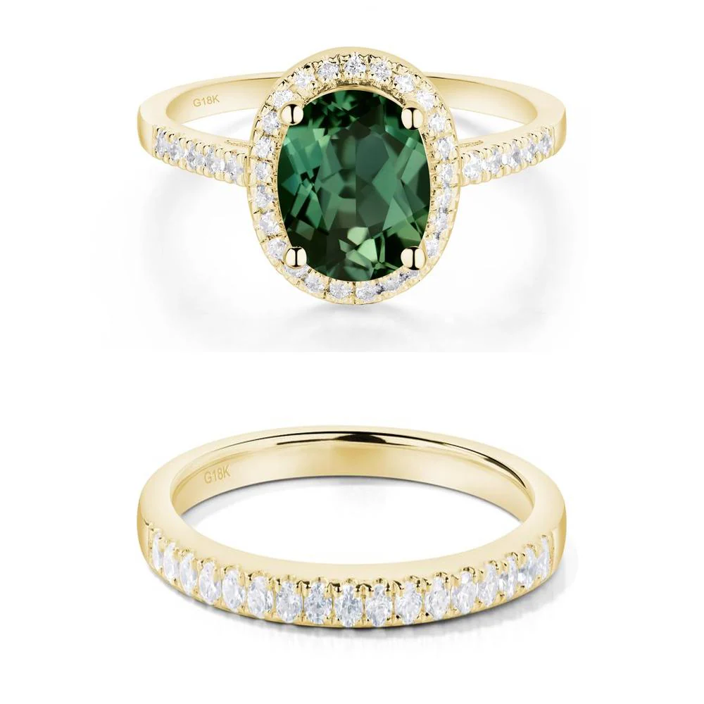 Oval Green Sapphire Halo Ring - Image 21