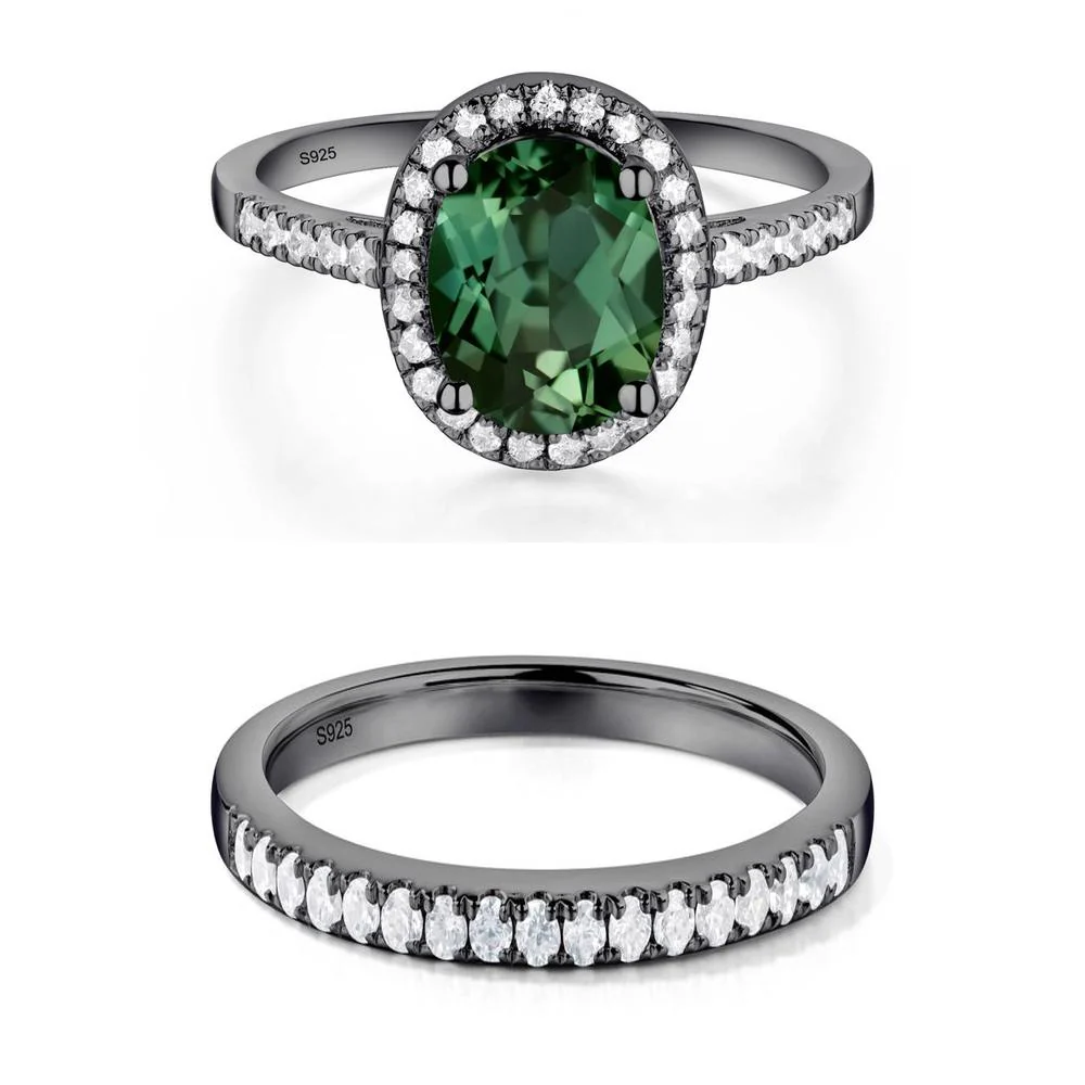 Oval Green Sapphire Halo Ring - Image 23
