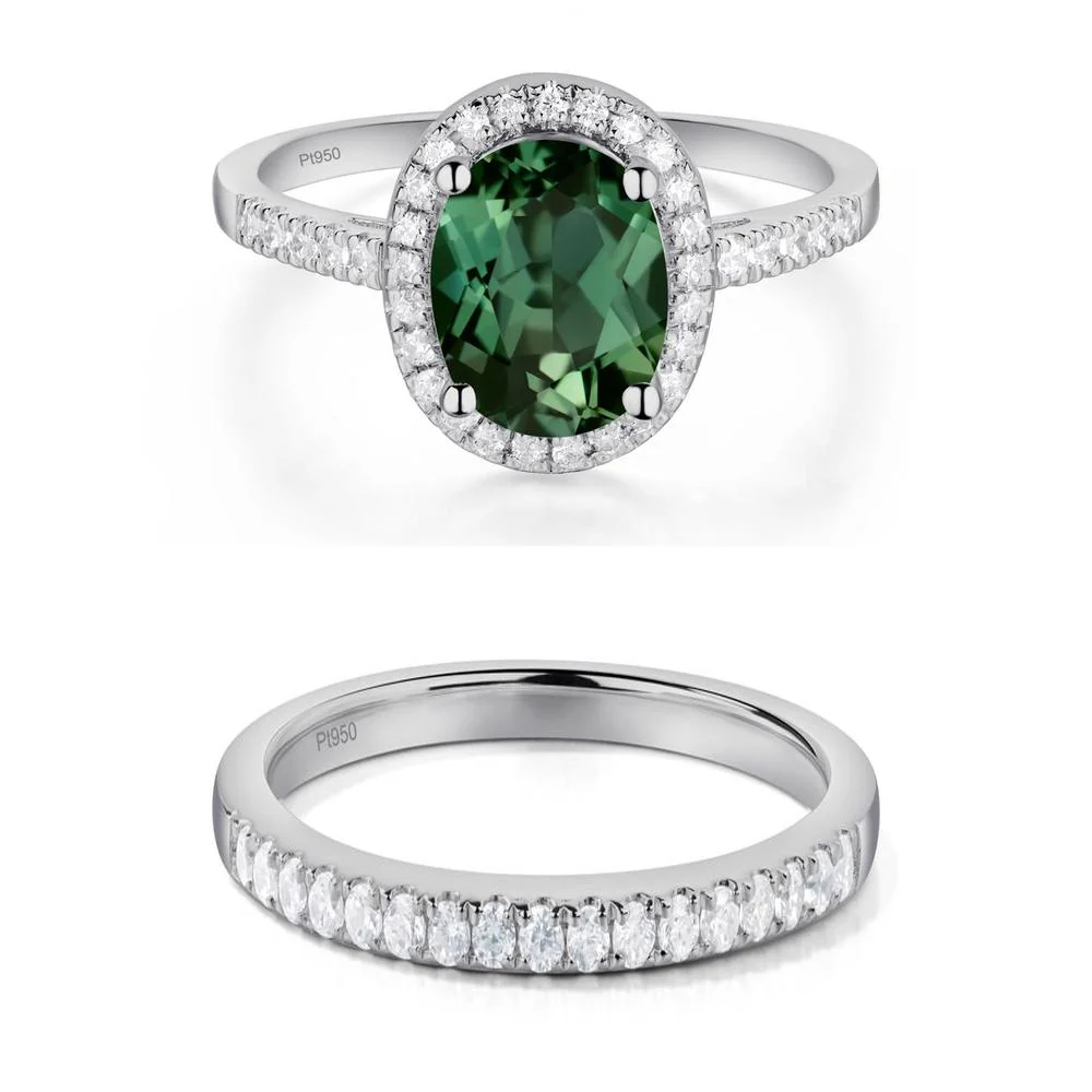 Oval Green Sapphire Halo Ring - Image 25