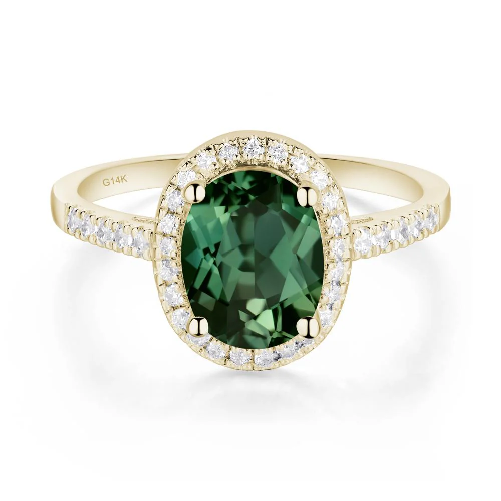 Oval Green Sapphire Halo Ring - Image 3