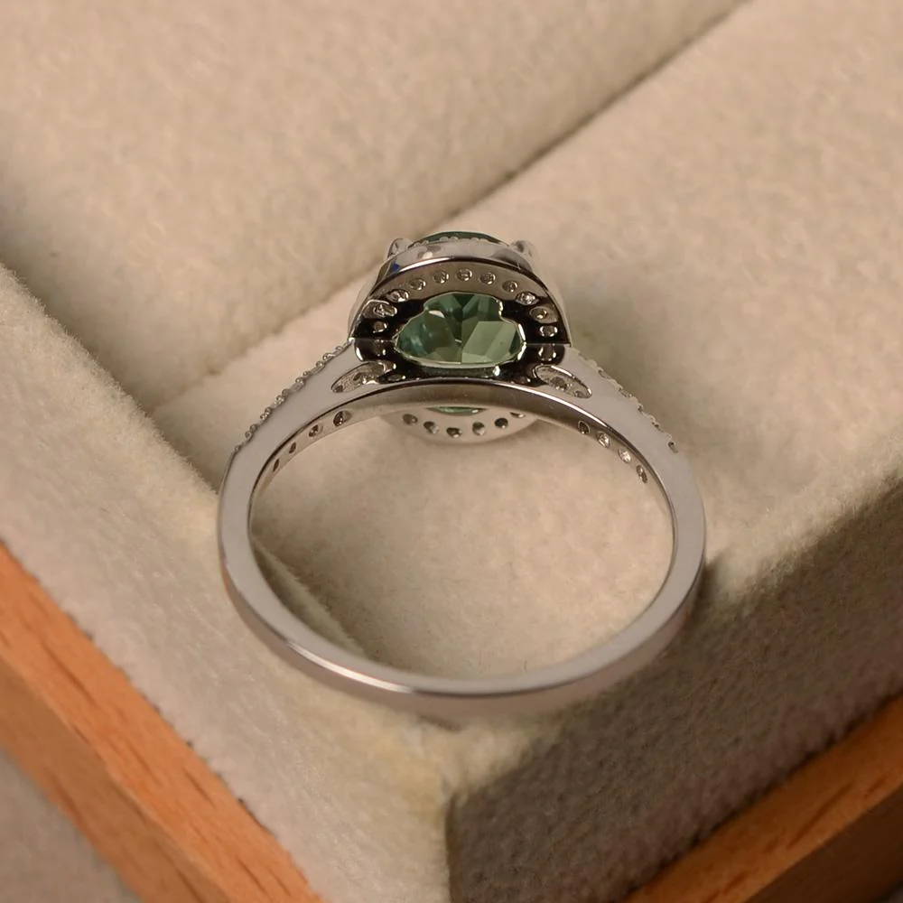 Oval Green Sapphire Halo Ring - Image 31