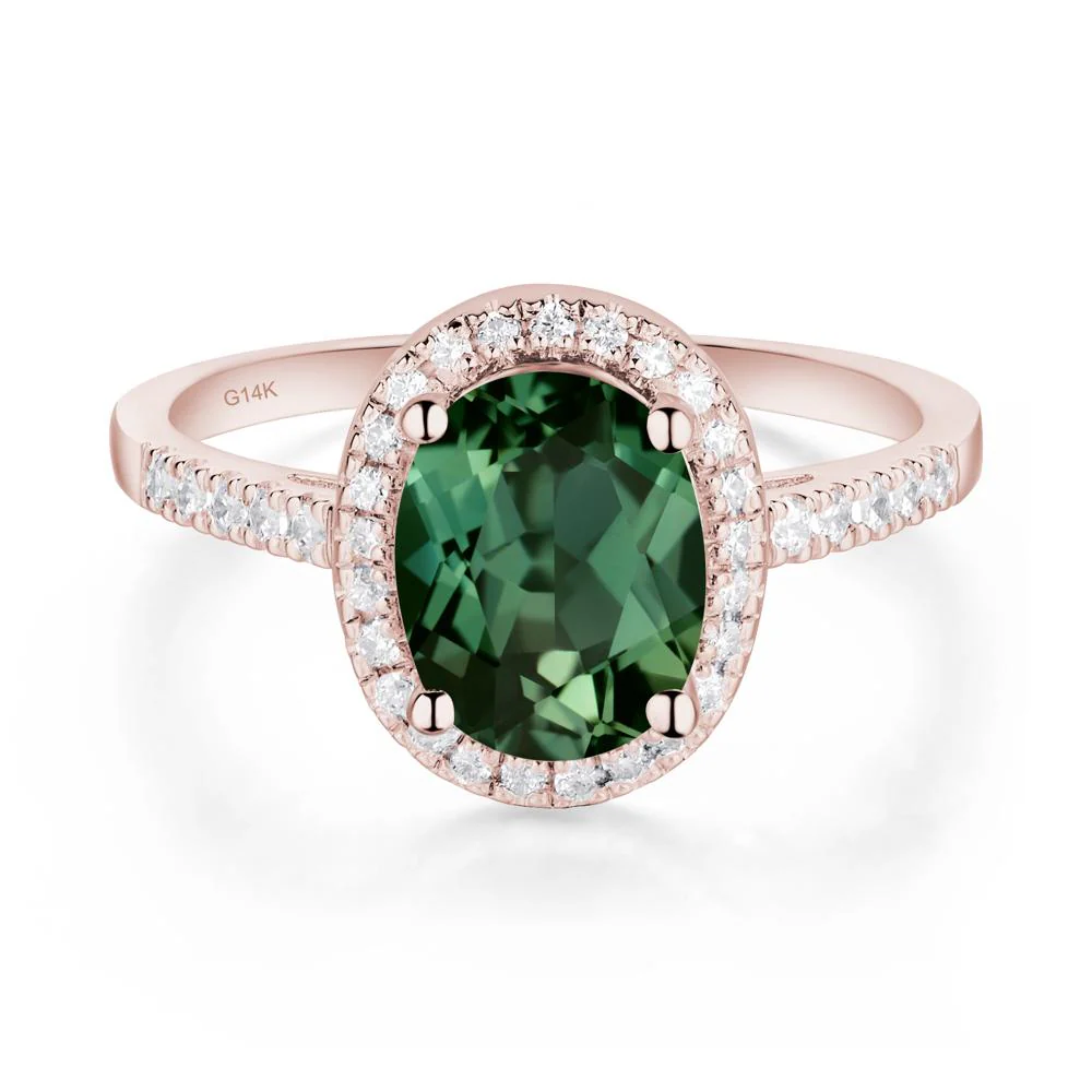 Oval Green Sapphire Halo Ring - Image 4