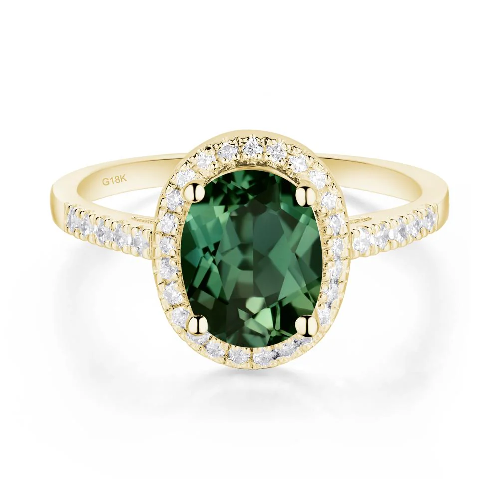 Oval Green Sapphire Halo Ring - Image 6