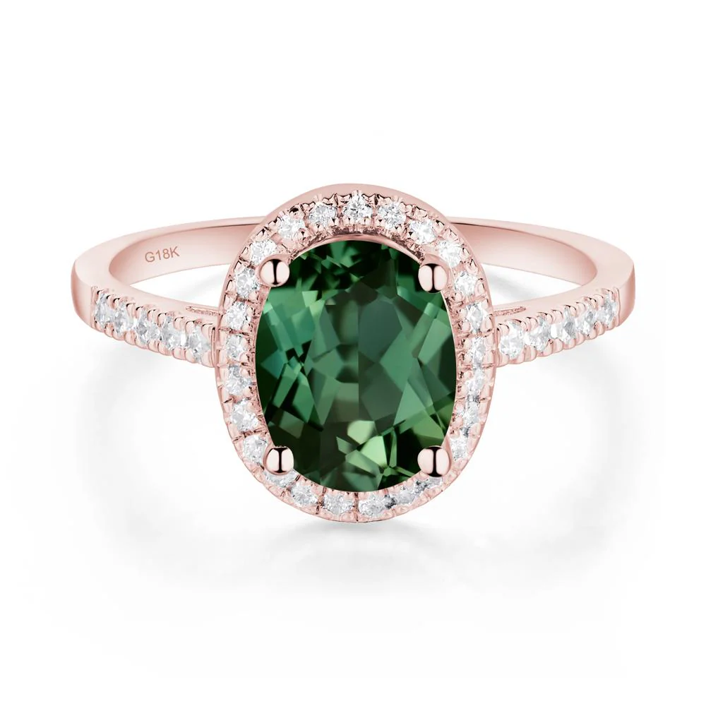 Oval Green Sapphire Halo Ring - Image 8