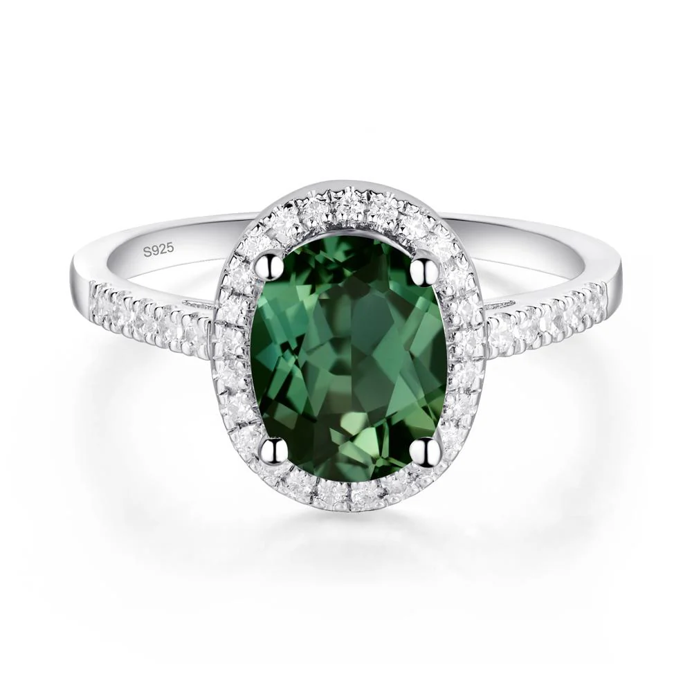 Oval Green Sapphire Halo Ring - Image 9
