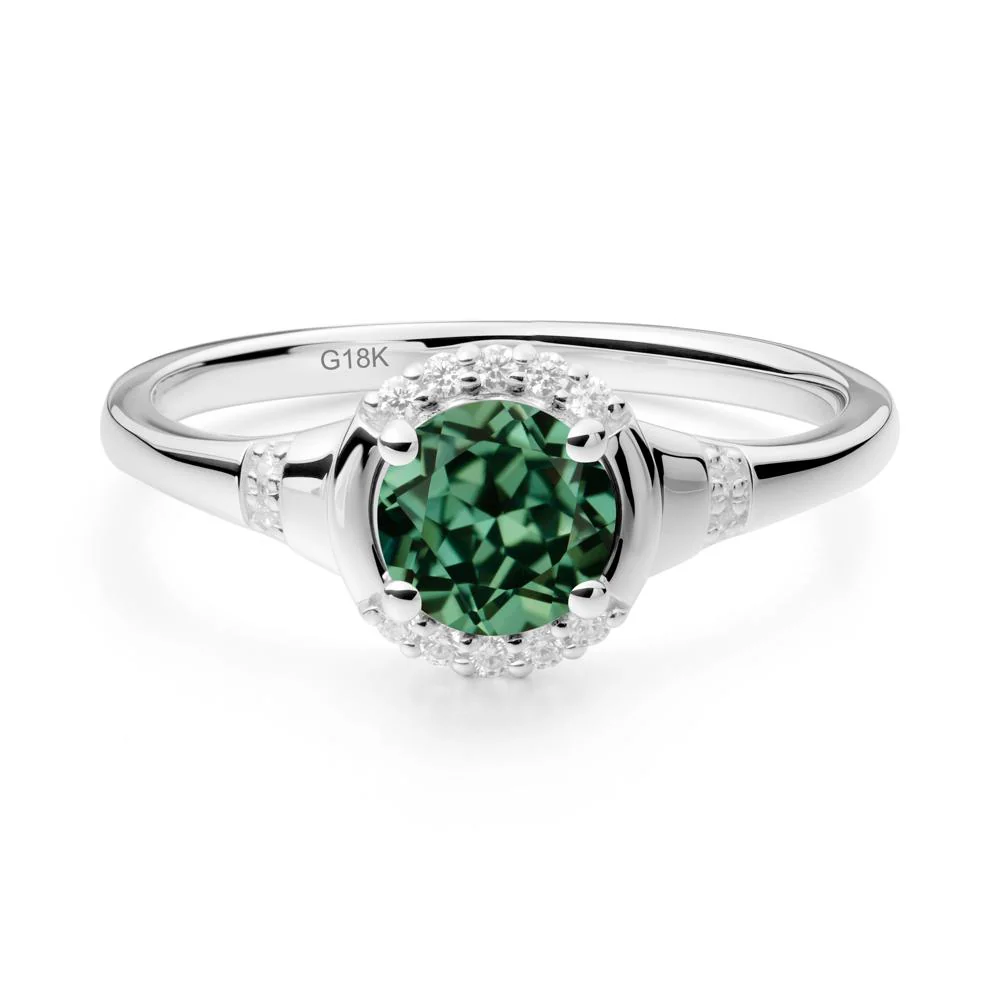 Green Sapphire Halo Statement Ring - Image 2