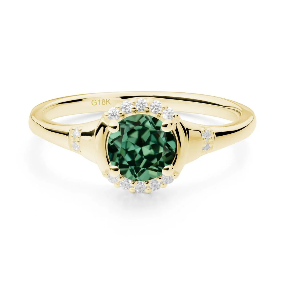 Green Sapphire Halo Statement Ring - Image 3