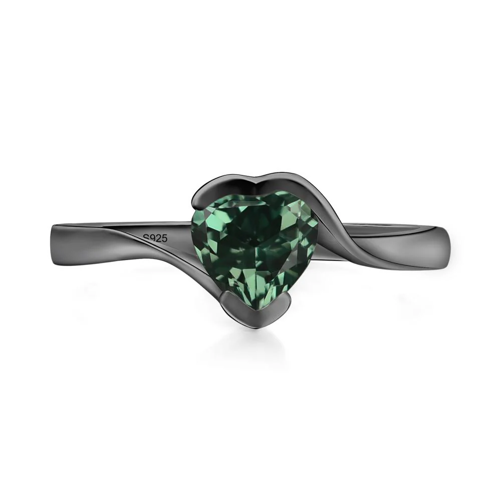 Green Sapphire Heart Ring