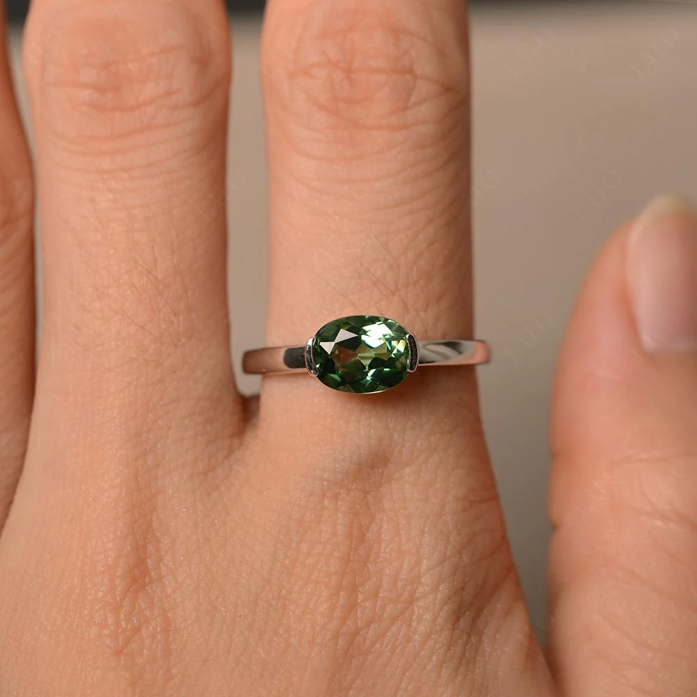 Oval Green Sapphire Horizontal Engagement Ring - Image 32