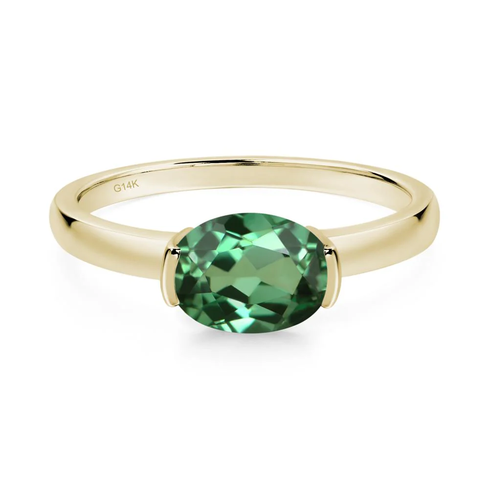 Oval Green Sapphire Horizontal Engagement Ring - Image 5