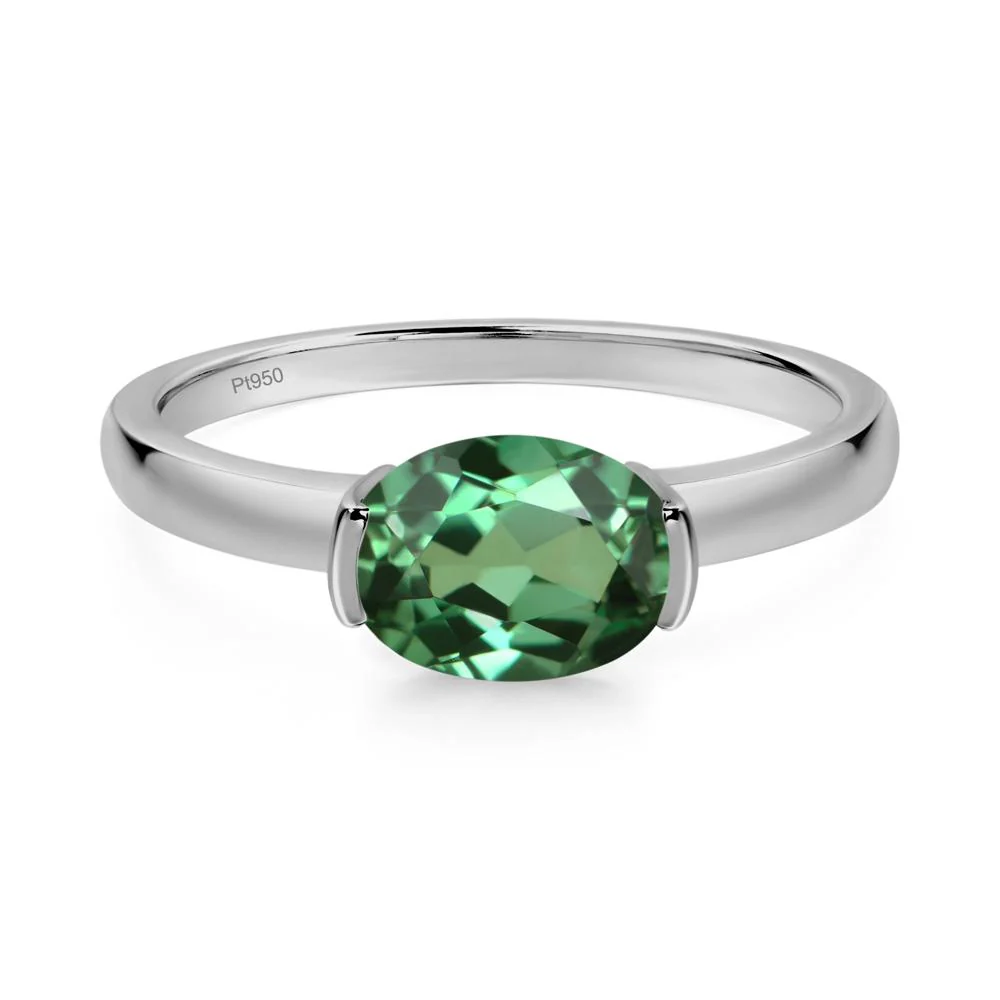 Oval Green Sapphire Horizontal Engagement Ring - Image 8