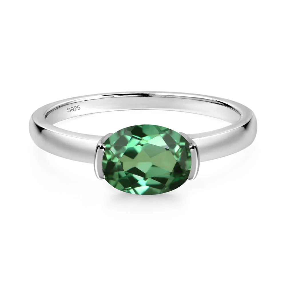 Oval Green Sapphire Horizontal Engagement Ring - Image 9