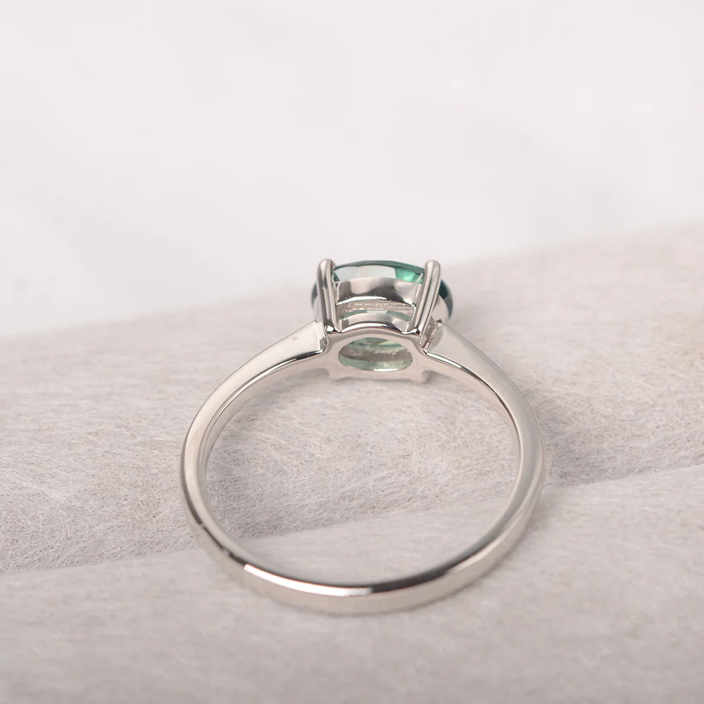Green Sapphire Oval Solitaire Engagement Ring - Image 3