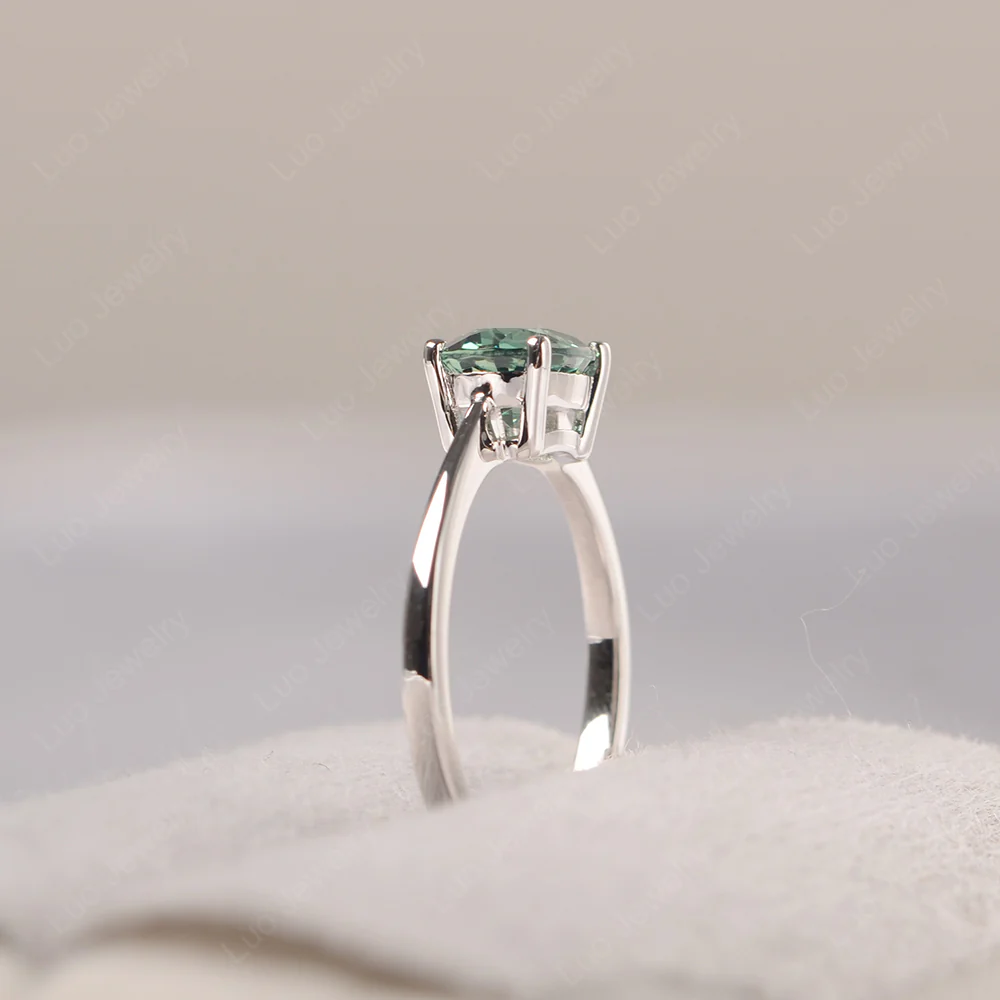 Green Sapphire Oval Solitaire Engagement Ring - Image 4