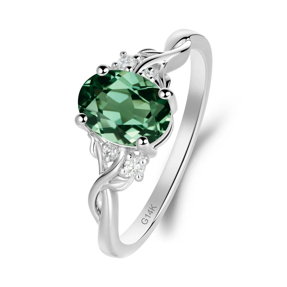 Green Sapphire Leaf Twist Engagement Ring - Image 4