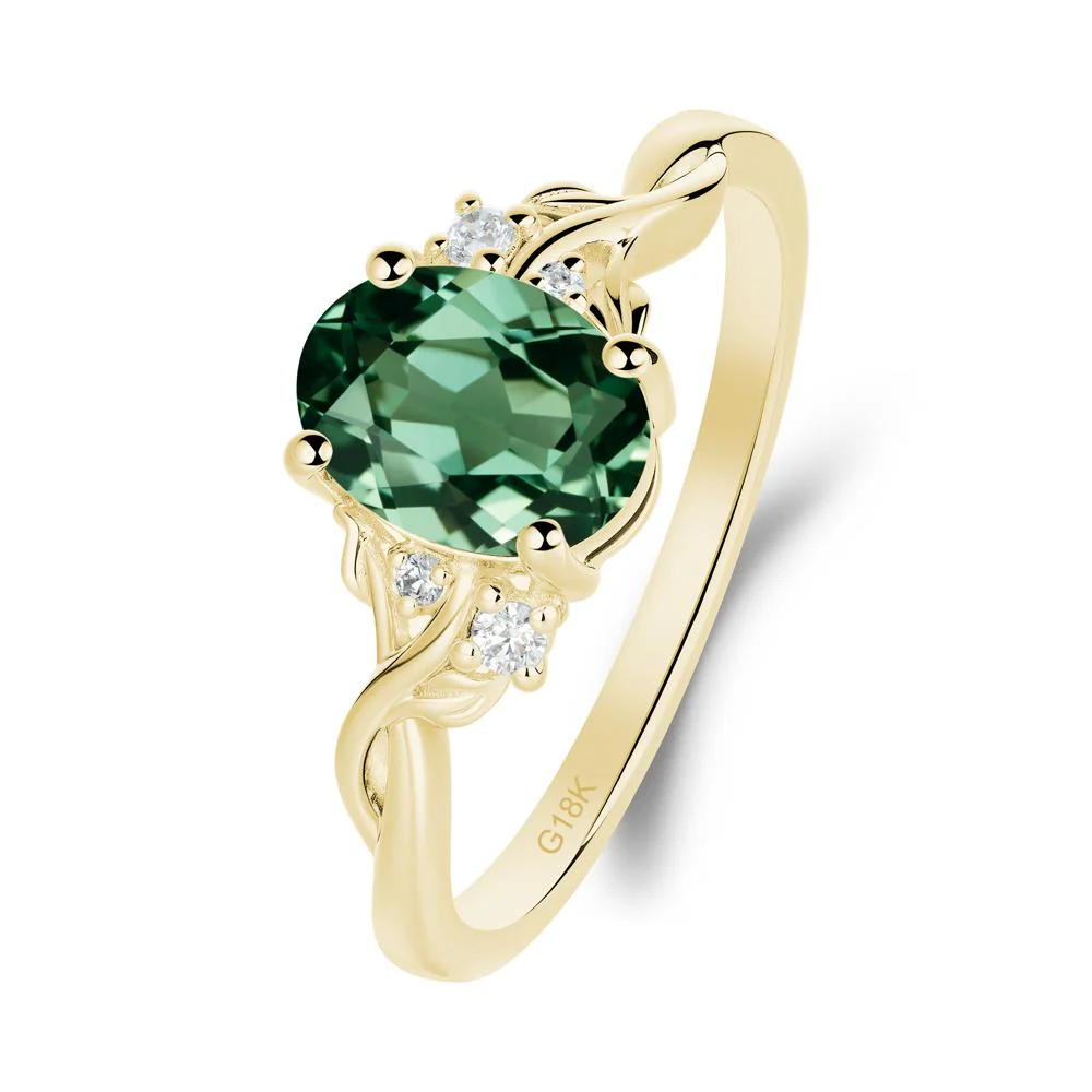 Green Sapphire Leaf Twist Engagement Ring - Image 5