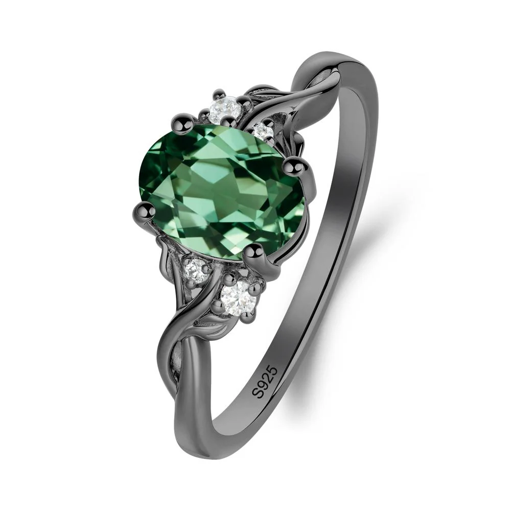 Green Sapphire Leaf Twist Engagement Ring - Image 7