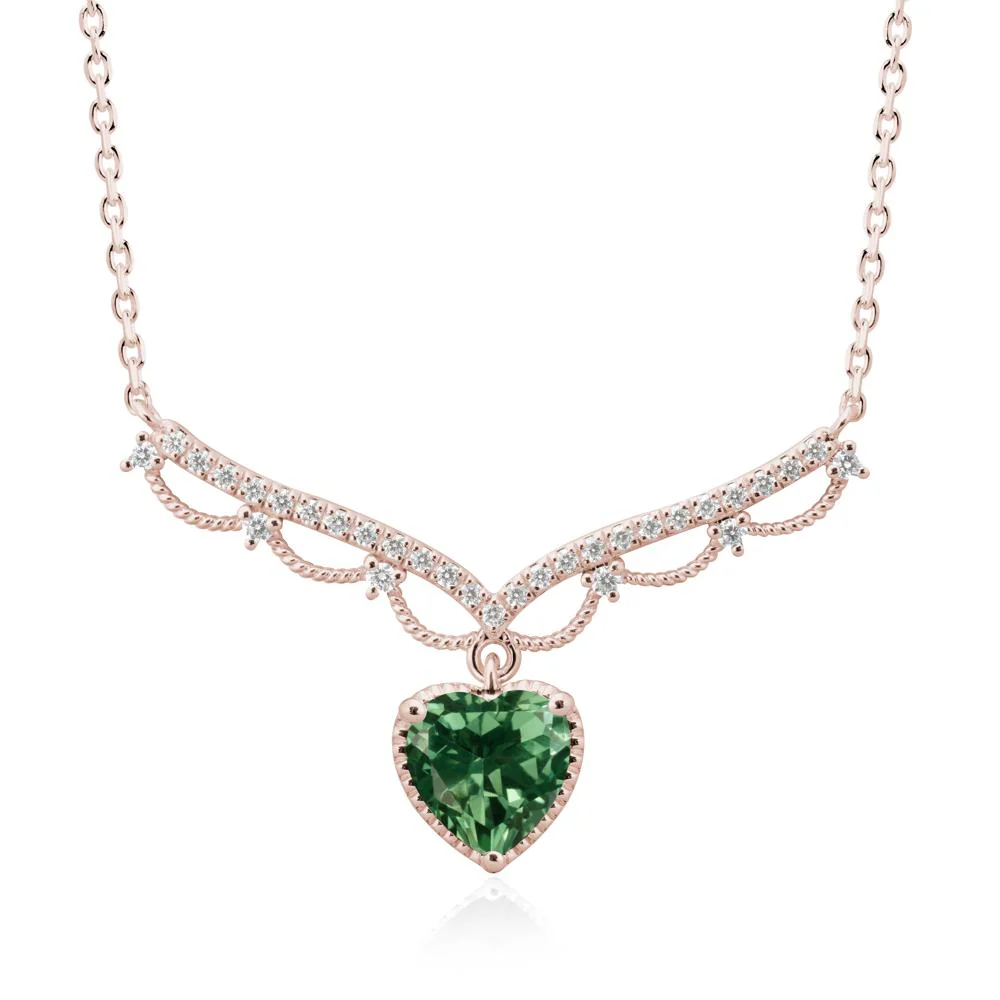 Green Sapphire Milgrain Halo Pendant Necklace - Image 2