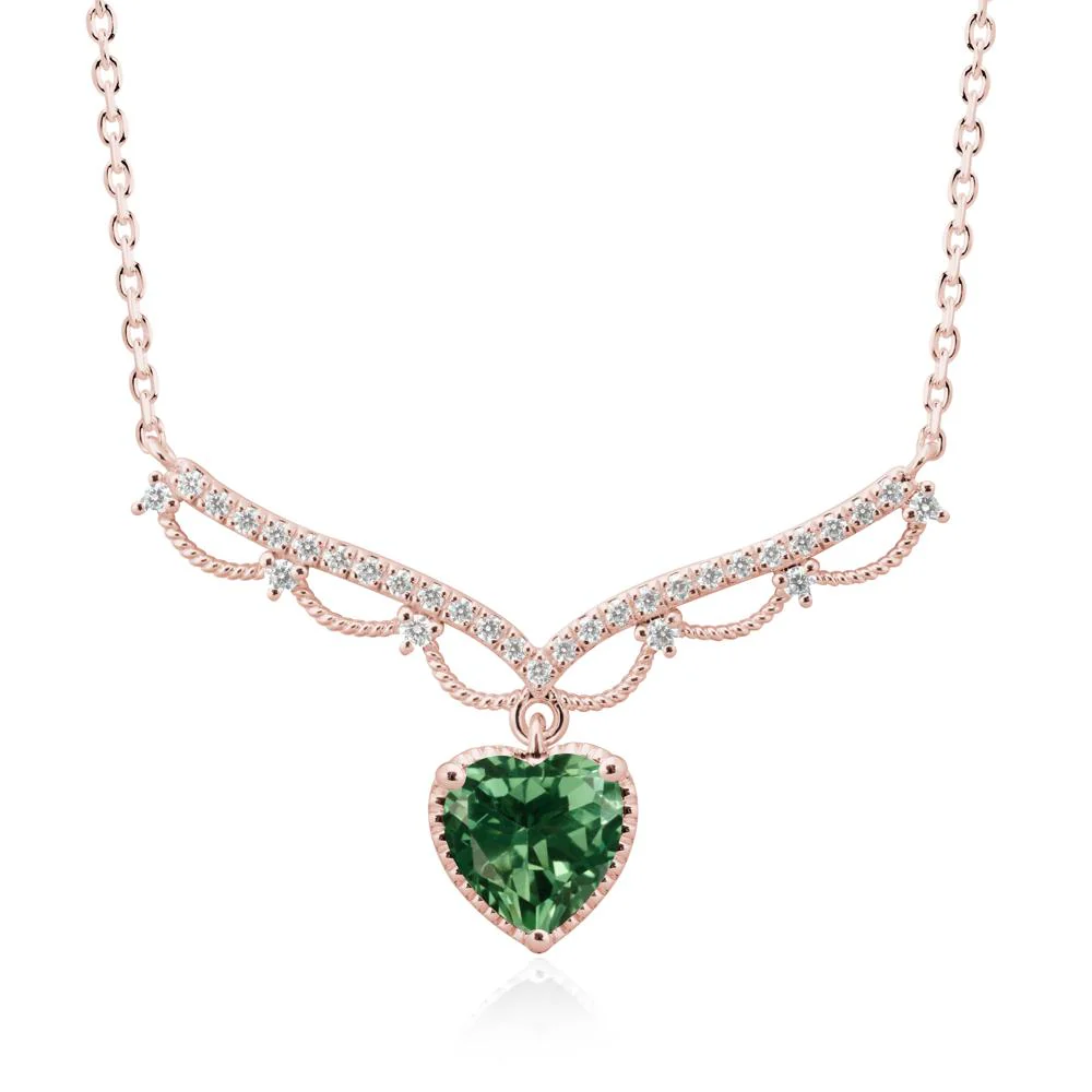 Green Sapphire Milgrain Halo Pendant Necklace - Image 5