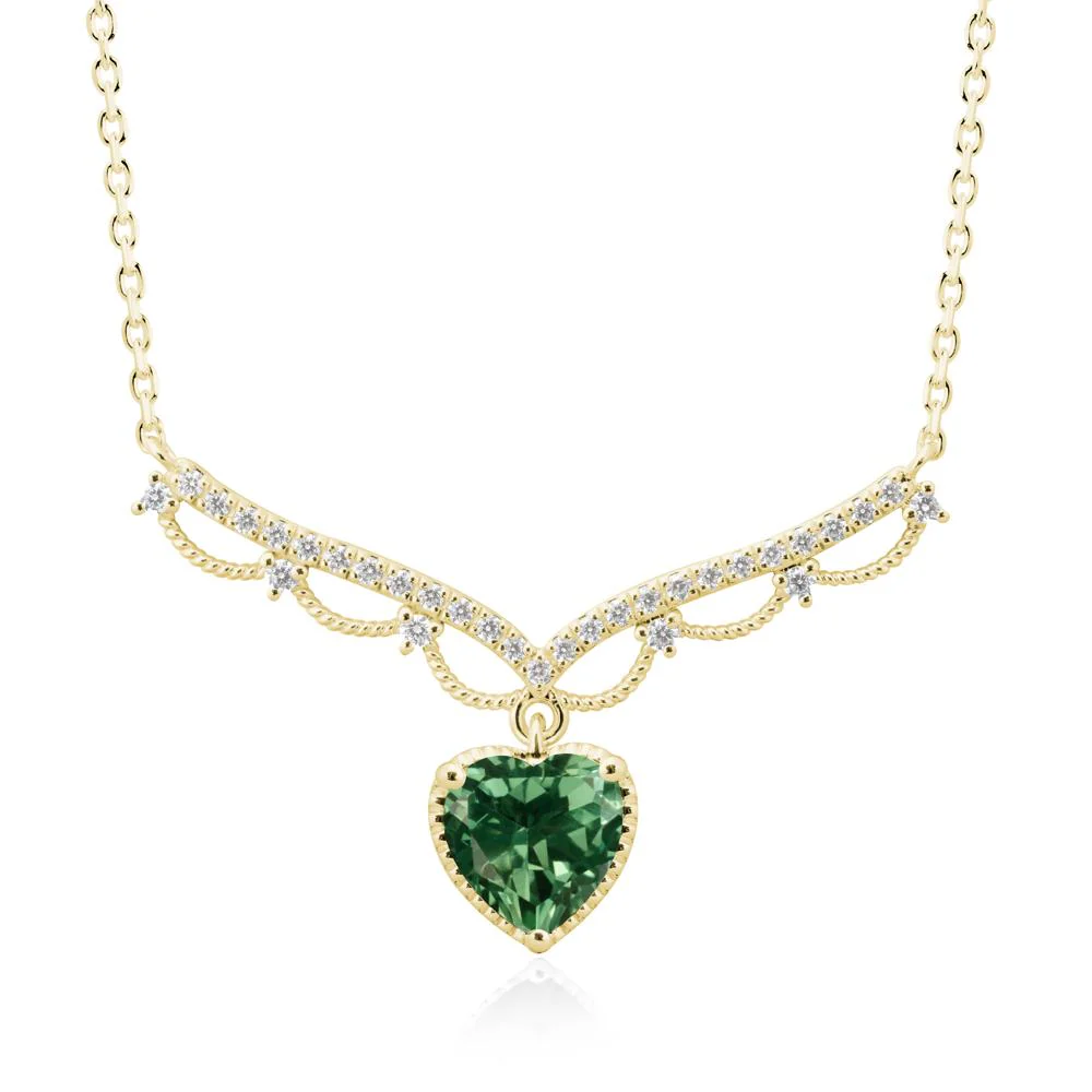 Green Sapphire Milgrain Halo Pendant Necklace - Image 7