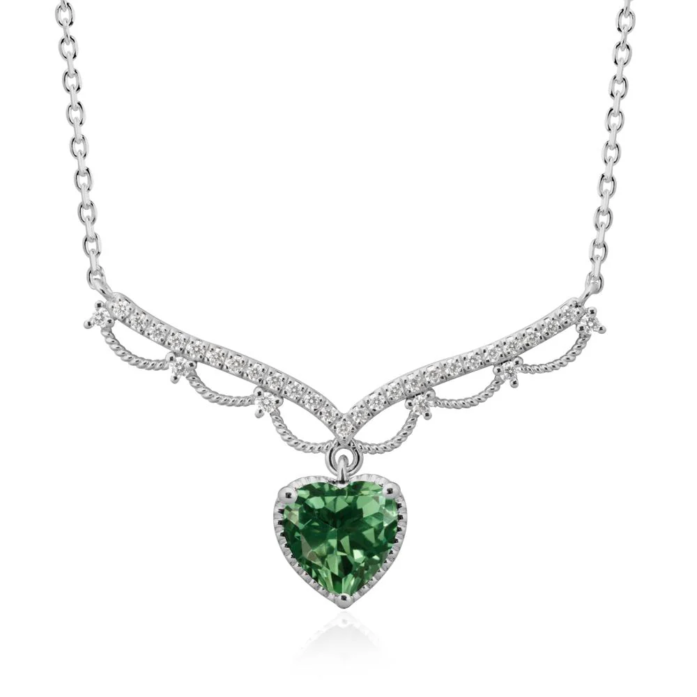 Green Sapphire Milgrain Halo Pendant Necklace - Image 8