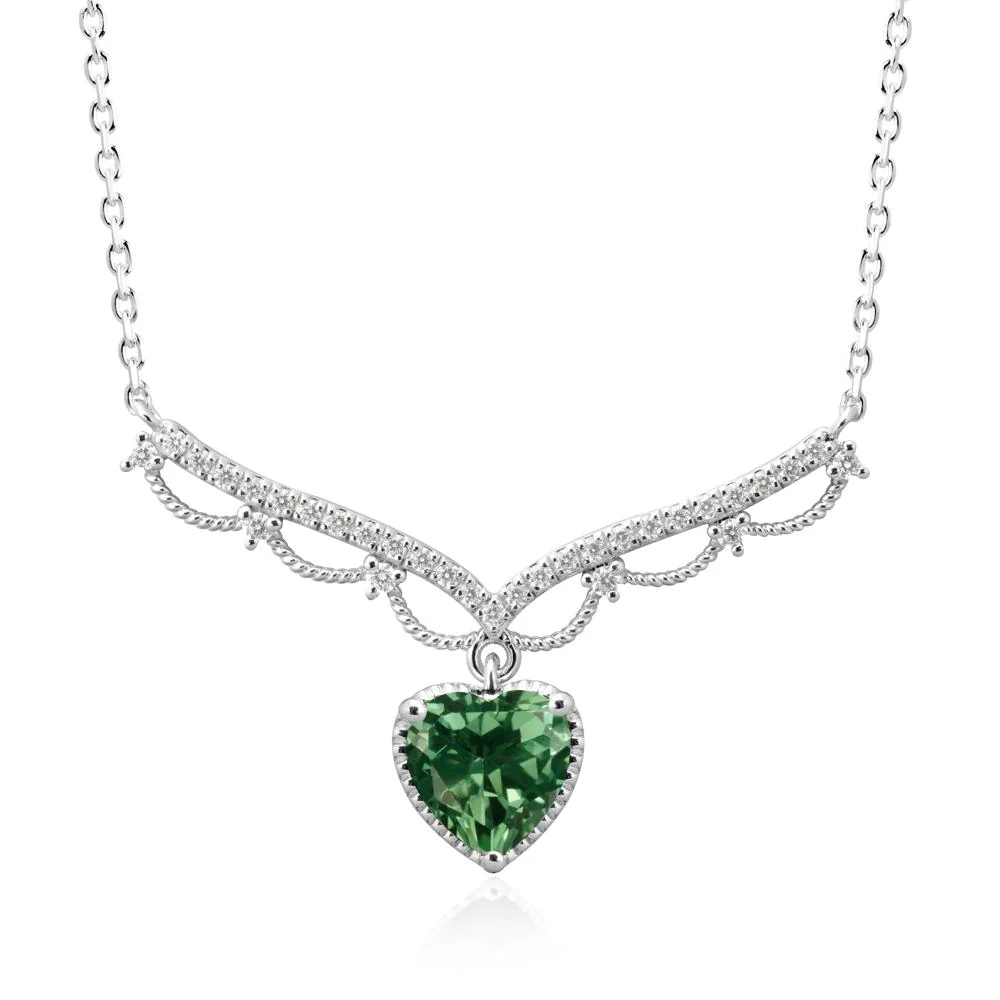 Green Sapphire Milgrain Halo Pendant Necklace - Image 9