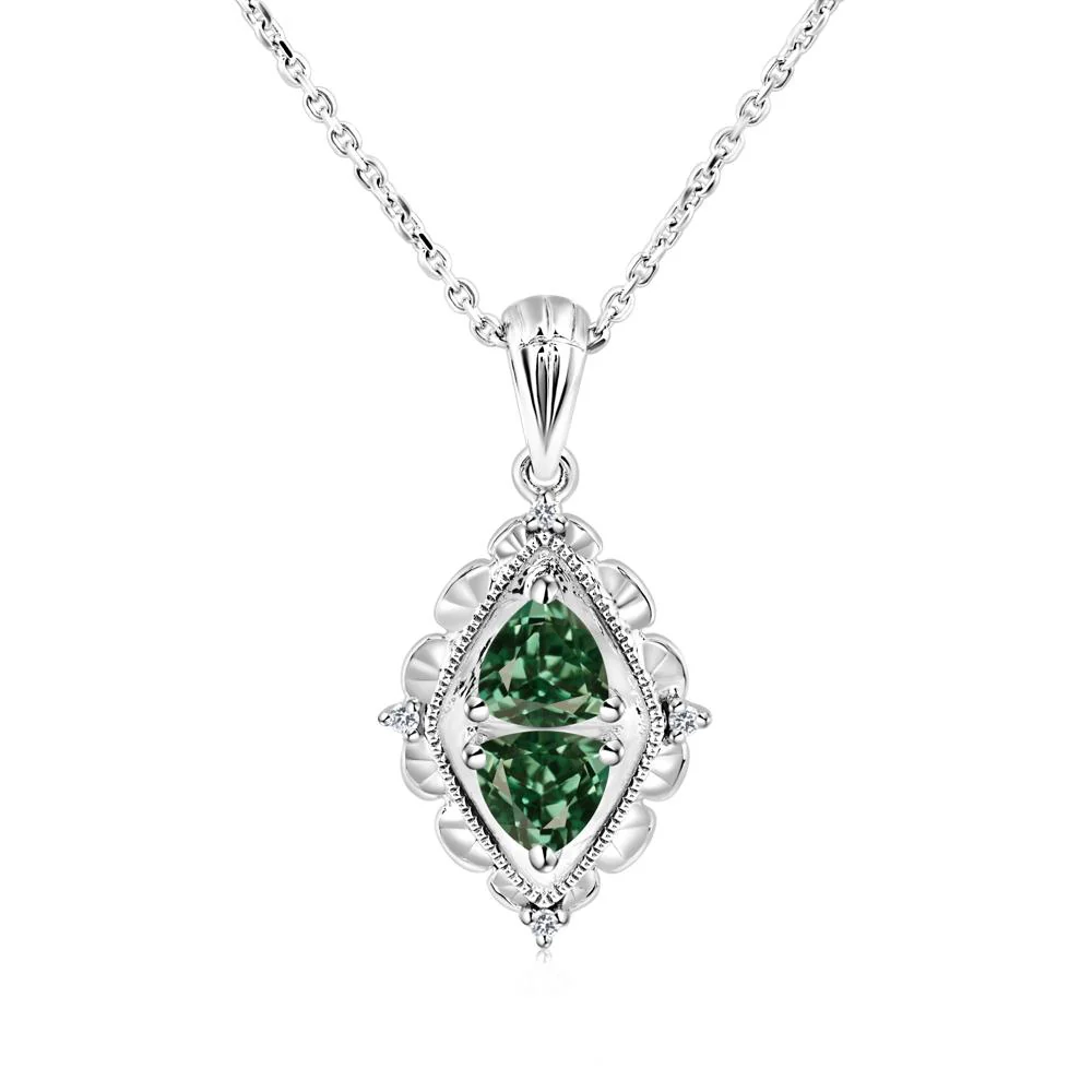 Green Sapphire Milgrain Necklace - Image 7