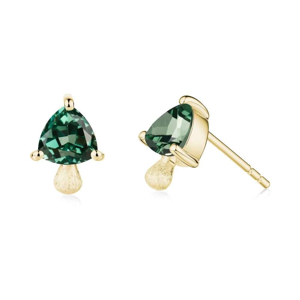 Green Sapphire Mini Mushroom Stud Earrings - Image 2