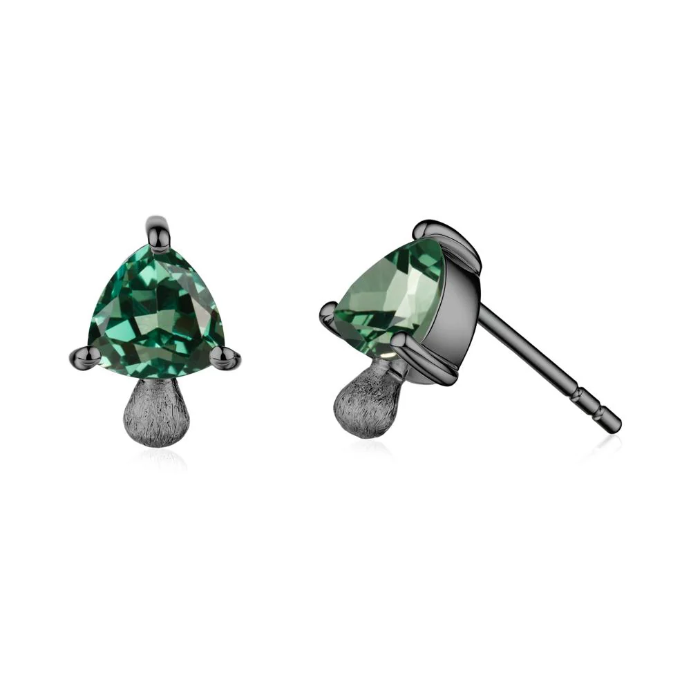 Green Sapphire Mini Mushroom Stud Earrings - Image 3