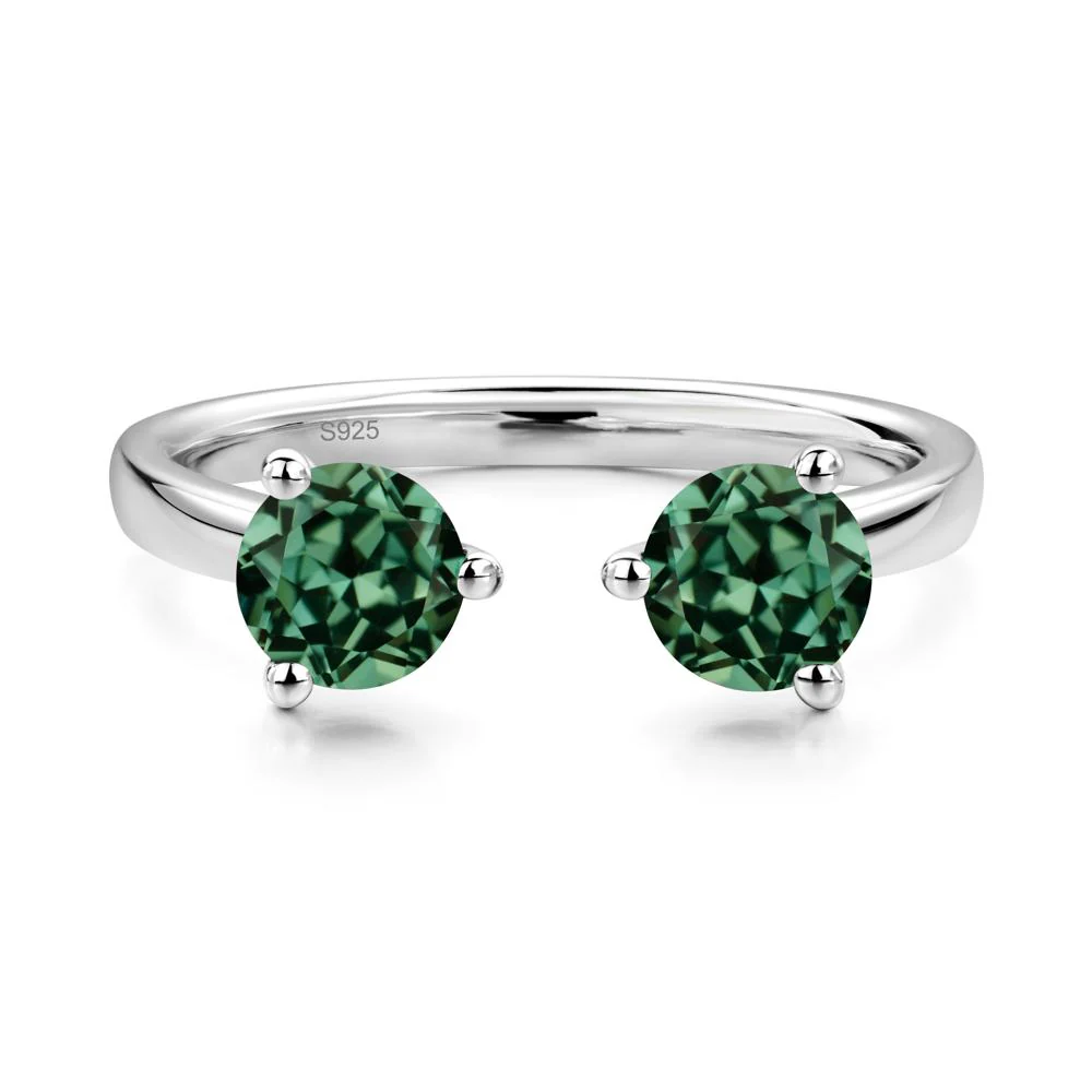 Green Sapphire Open Toi Et Moi Ring
