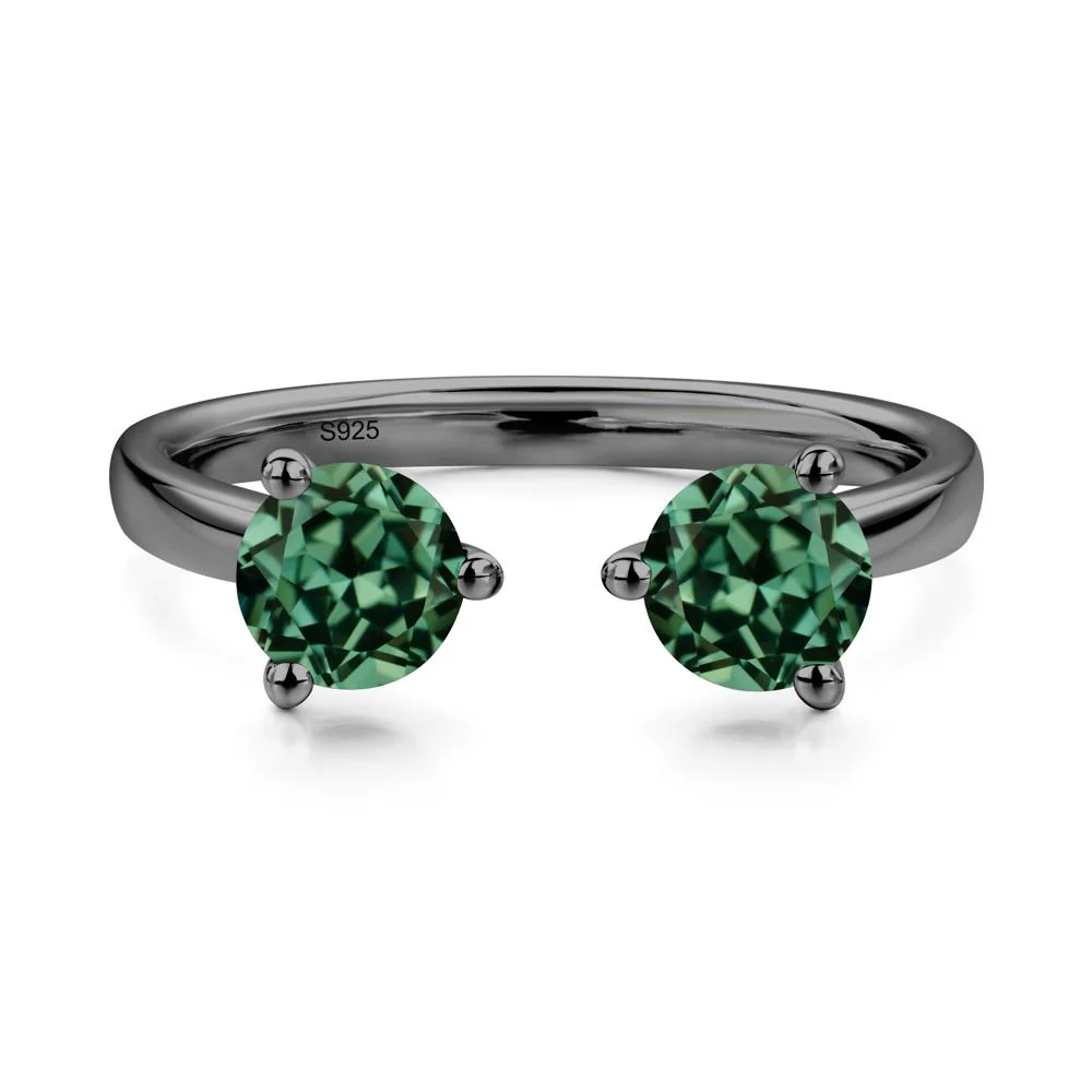 Green Sapphire Open Toi Et Moi Ring - Image 2
