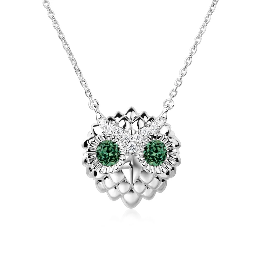 Green Sapphire Owl Necklace - Image 6