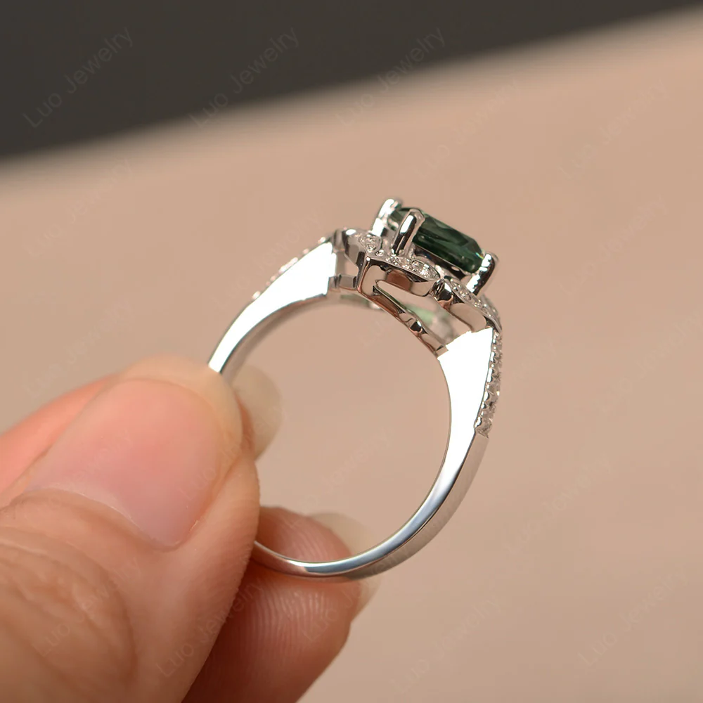 Green Sapphire Ring Cushion Cut Kite Set - Image 3