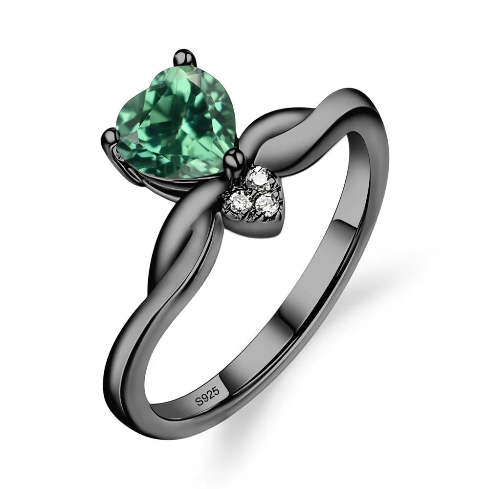 Dainty Twisted Green Sapphire Engagement Ring - Image 3