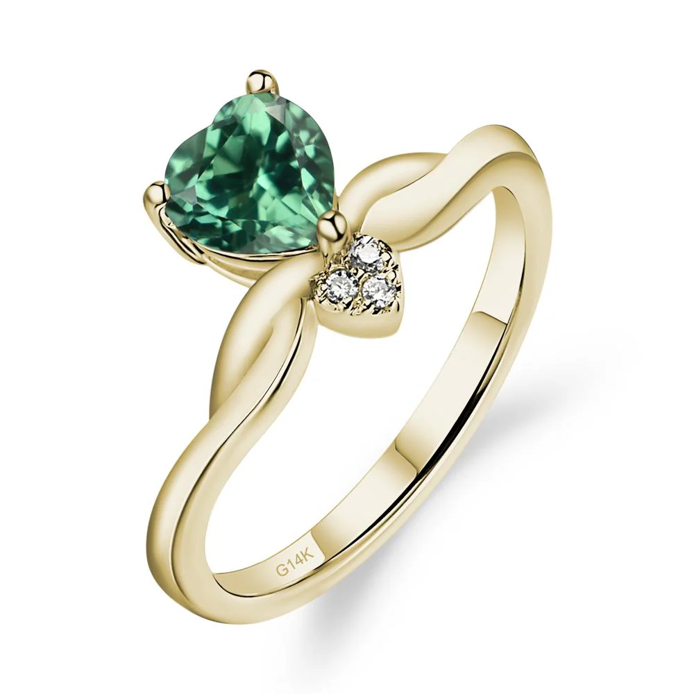 Dainty Twisted Green Sapphire Engagement Ring - Image 5