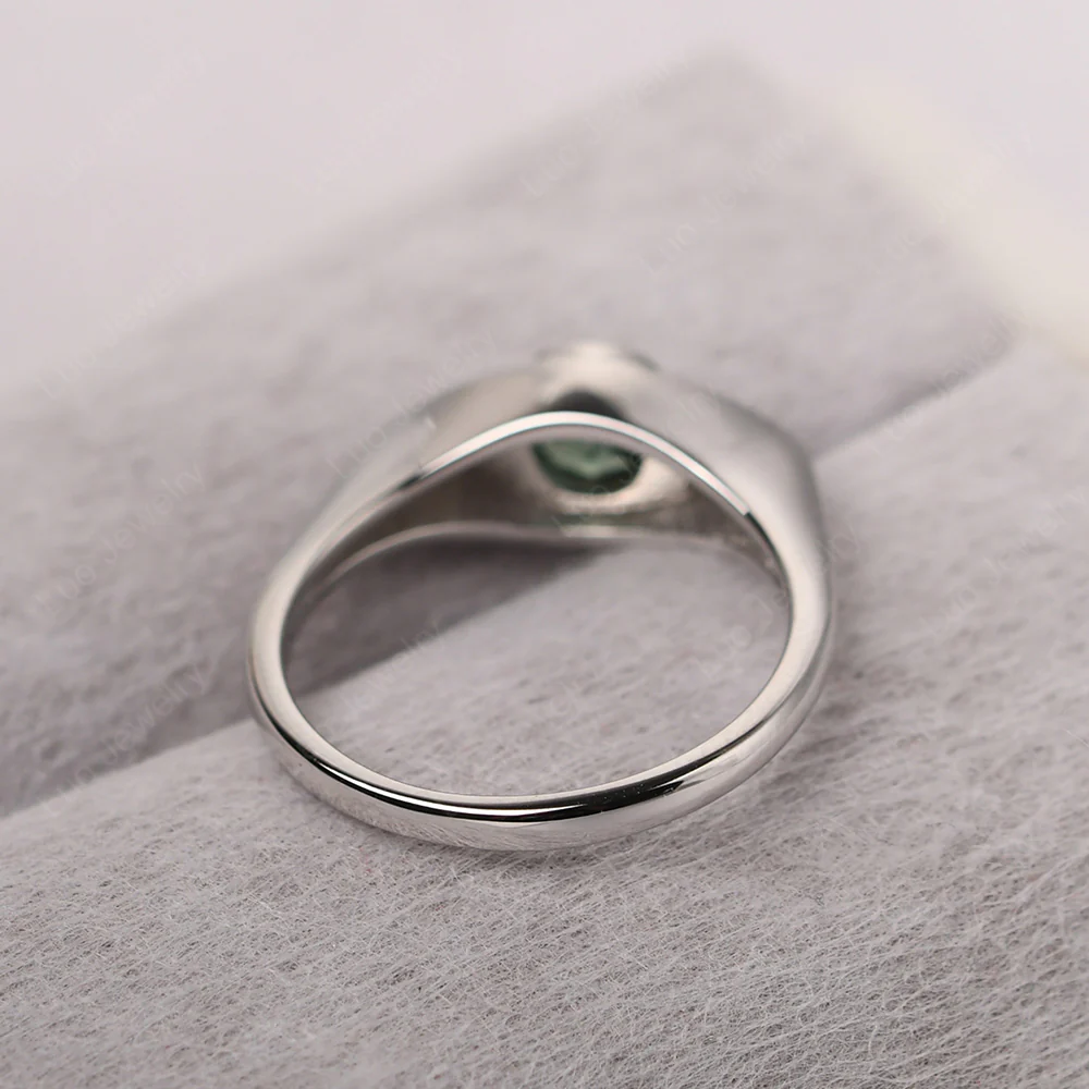 Green Sapphire Bezel Set Evil Eye Ring - Image 4