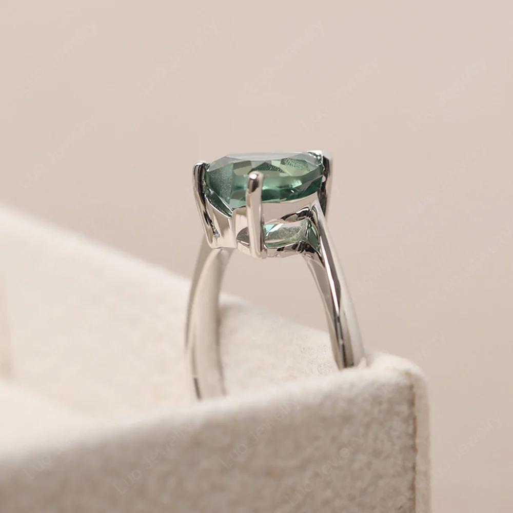Green Sapphire Heart Solitaire Engagement Ring - Image 4