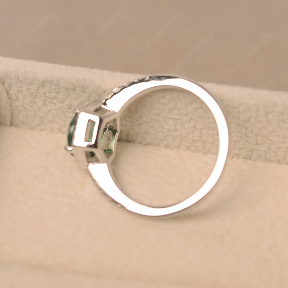 Green Sapphire Hexagon Halo Engagement Ring - Image 4