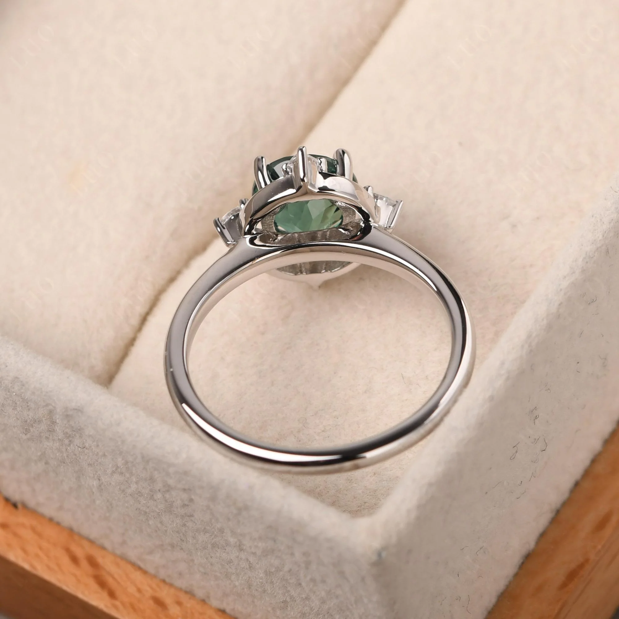 Green Sapphire North Star Engagement Ring - Image 12
